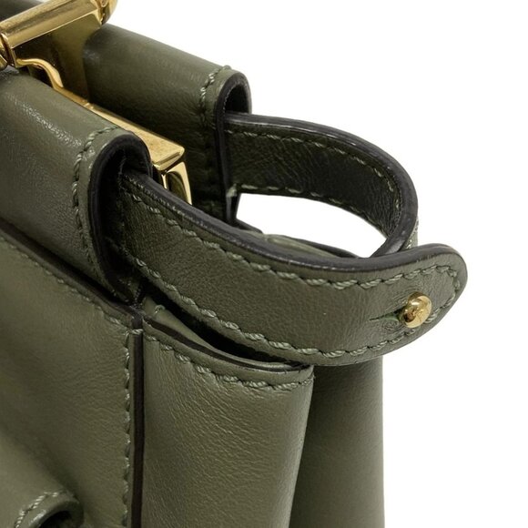 Auth FENDI Mini Peekaboo Pocket 8BN311 Khaki Leather - Handbag - Picture 11 of 16